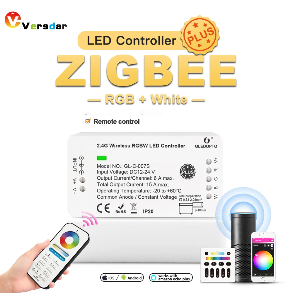 ZigBee RF пульт дистанционного управления RGBW умный светодиодный контроллер Gateway Alexa
