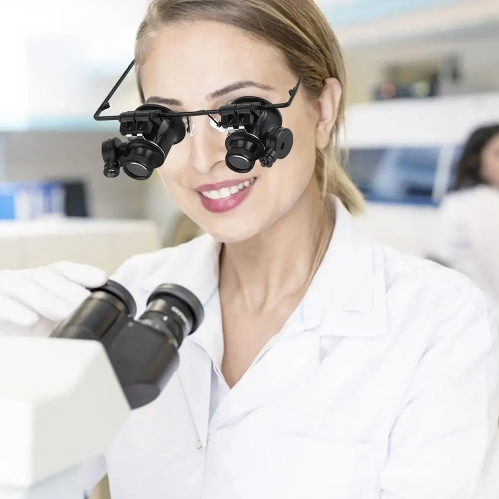 Lente D'Ingrandimento Per Occhiali Montata Sulla Testa Con Lente D'Ingrandimento A Luce Led Lupa Per Orologiaio Gioielli Lente D'Ingrandimento In Vetr