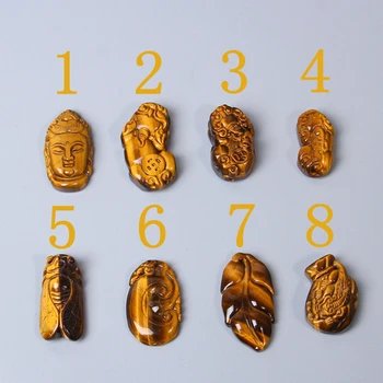 

Natural tiger's eye carved pendant, men's women's buddha head insect brave wealth pixiu necklace pendant for jewelry making gift