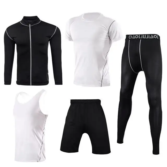 Men sportswear 5-6 Мужская спортивная одежда, Компрессионные спортивные костюмы, быстросохнущие комплекты для бега, одежда, спортивный костюм для бега, тренировок, тренажерного зала, фитнеса, спортивные костюмы, набор для бега - Цвет: Men sportswear 5-6