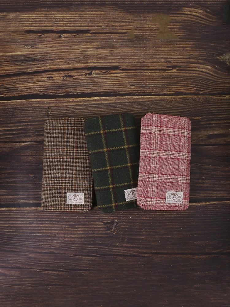 Kinbor-caderno Portátil Bolsa com Zíper Notebook Pequeno Eficiência Livro Livro Conta Manual Grade Tecido Malha