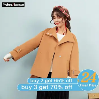 

METERSBONWE Woollen Overcoat Women'S New Winter Double-Faced Tweed Short Coat