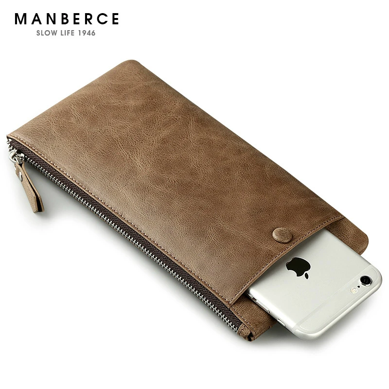 

MANBERCE 2019New Soft Leather of Medium and Long Ultra-thin Zipper Wallet Pulled Away from Handbag Ladies Wallet Free Shipping