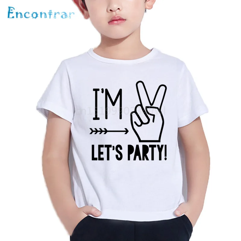 Забавная детская футболка I'm 1/2/3/4/5 с рисунком Let's Party летние белые топы для