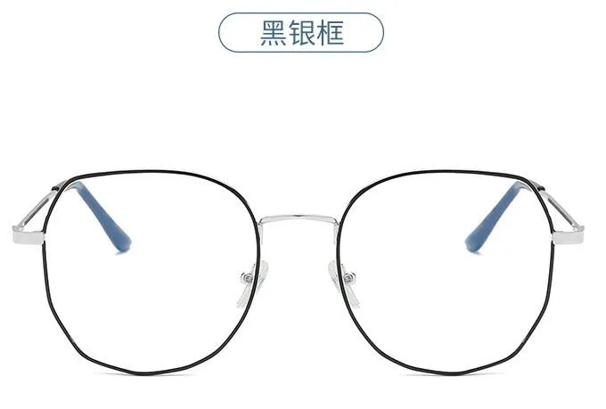 5 New metal irregular light anti-Blu-ray flat computer glasses unisex polygon glasses frame art leisure wild blue light glasses - Цвет оправы: 5