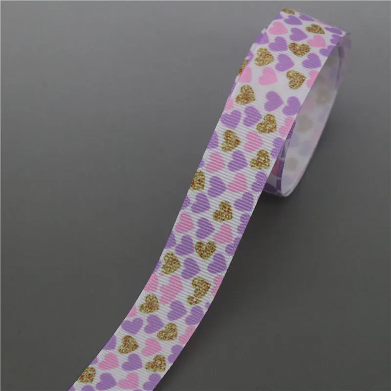 10327 DHK 10 ярдов Любовь Сердце в полоску напечатанный Grosgrain ленточный аксессуар Hairbow головной убор украшение «сделай сам» оптом OEM B1851 - Цвет: 10327