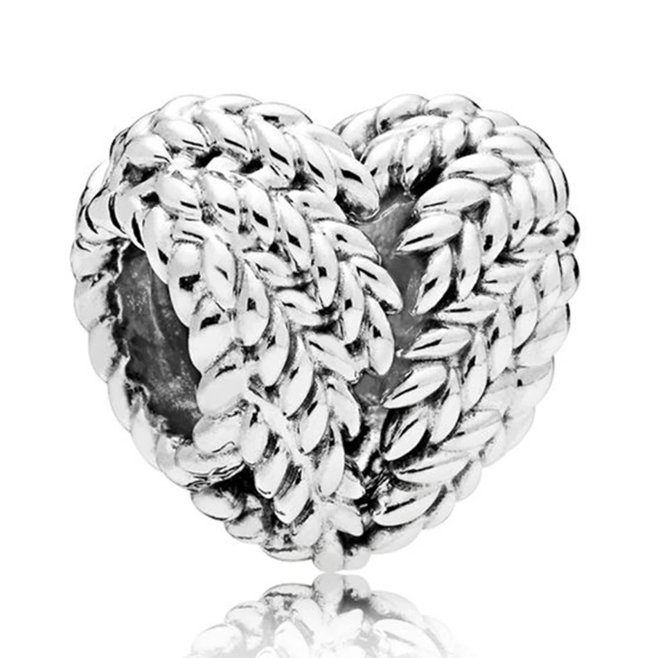 

Authentic 925 Sterling Silver Bead Icon Of Nature Heart Charm fit Lady Bracelet Bangle DIY Jewelry