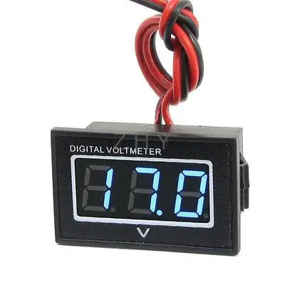 

DC3-30V 3 Digits Blue LED Waterproof Digital Voltmeter w 20cm 2-Cables