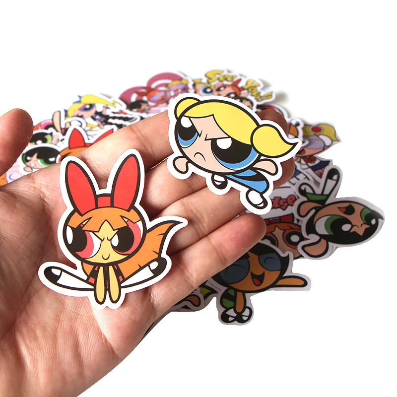 

CA53 36 Pcs/set The Powerpuff Girls Cute DIY Skateboard Graffiti Laptop Badge Motorcycle Luggage Bags Accessories