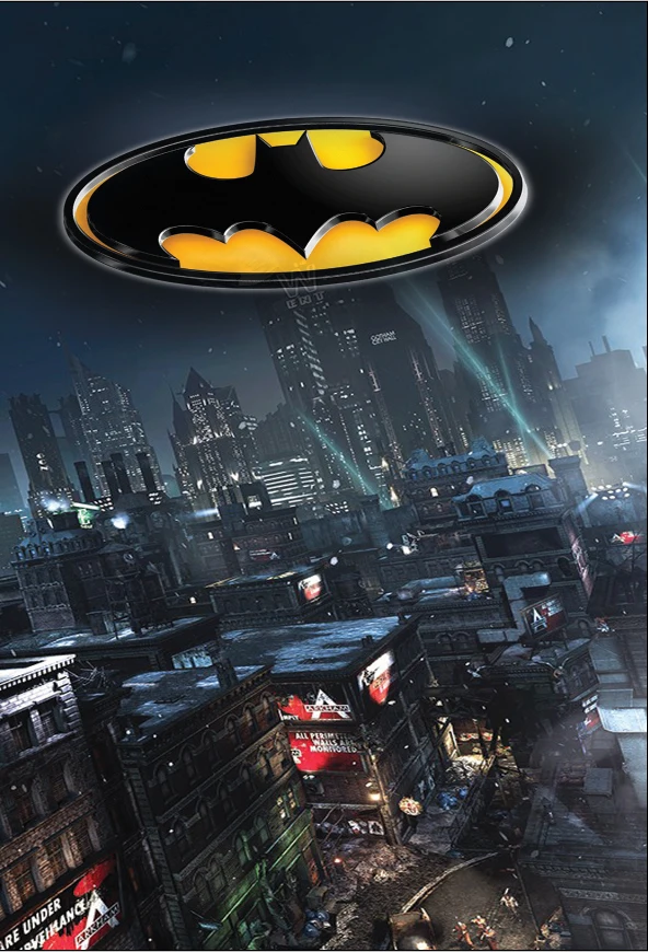 

5x7FT Batman Logo Dark Sky Cityscape Mall Custom Photo Studio Backdrop Background Vinyl 220cm x 150cm