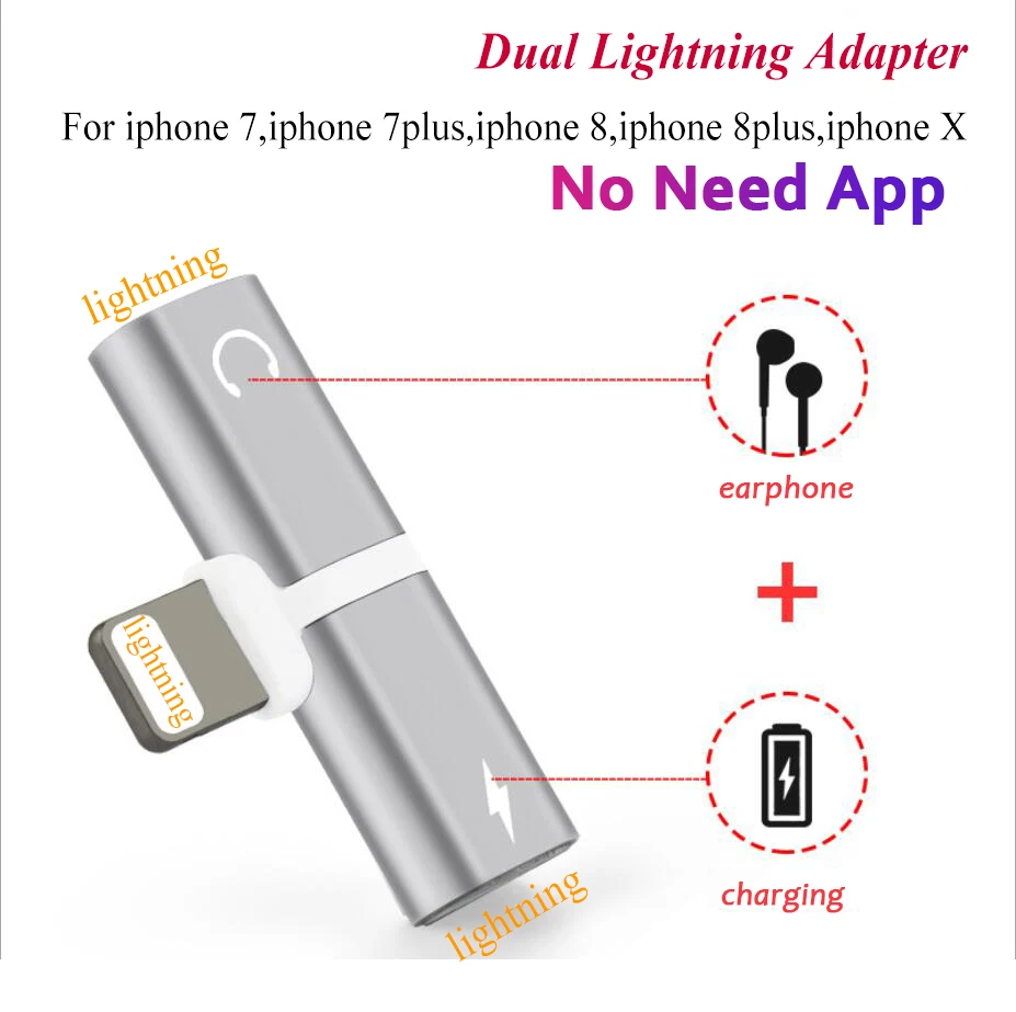 

5X Audio Aux Adapters For iPhone Xs Max Xr X 8 7 Plus Earphone Headphone Jack Connector Cable for Lightning Splitter Converter