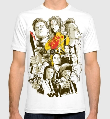 Tarantino All Movies Men's Women's Art T-shirt Pulp Fiction Kill Bill Tee Clothes Popular T-Shirt Crewneck 100% Cotton Tees