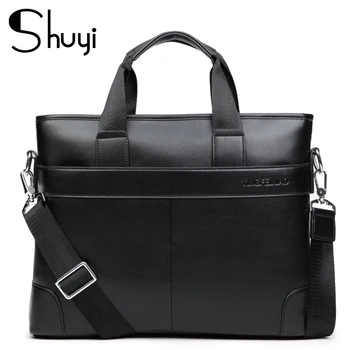 

2020 Men's Business Black Casual Bag pu leather Briefcase men's Tote bags Brown High quality male Business large capacity