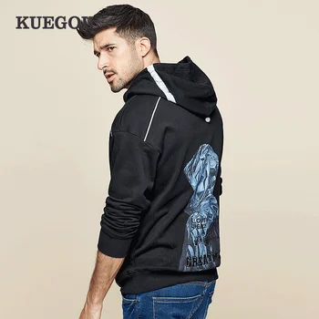 

Kuegou Brand men's hoodies printed han edition men's winter fashion leisure sports shirt LW-1741
