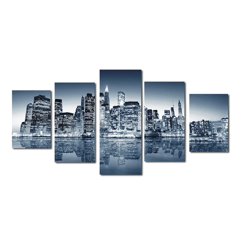 

5-frame 5-frame Silver City Reflection Computer Airbrush Painting AliExpress Amazon Wish Painting Core Decorative Painting