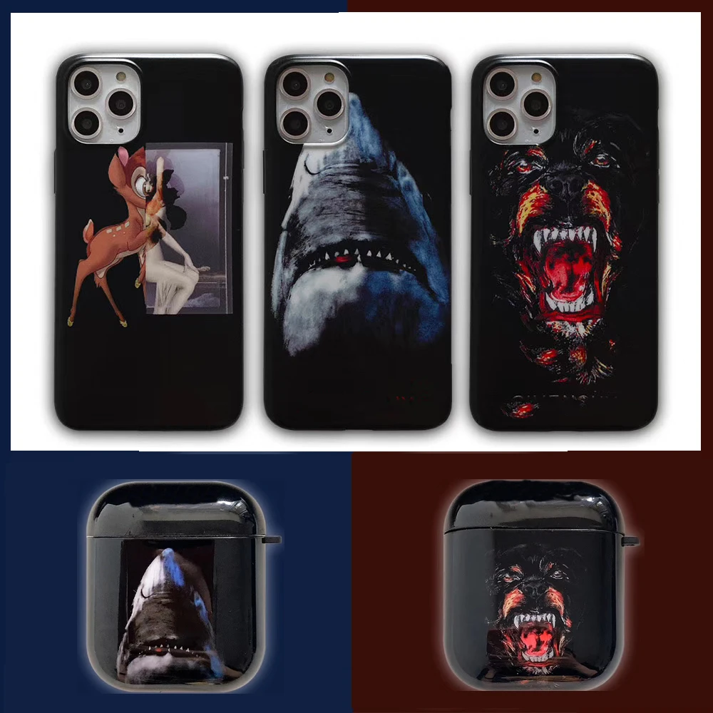 Vintage Luxury Paris Shark Deer Soft Phone Case For iPhone 11 Pro Max Xr X XS 7 8 Plus AirPods 1 2 Headphone Protective | Мобильные