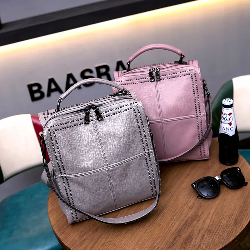 

2019 New Style Bag Women's Leather Backpack Korean-style Shoulder Bag Versatile Cowhide Handbag Guangzhou Backpack