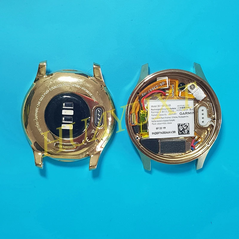 24K GOLD PVD для Garmin VIVOMOVE LUXE GPS задней крышки часов чехол с перезаряжаемой литий-ионной