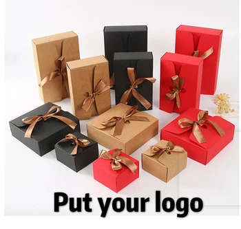 

30 pcs paper box gift Kraft boxes with ribbon,wedding favor baby shower party gift