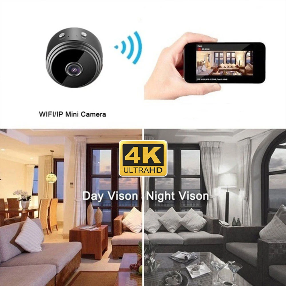 A9 HD 4 K/1080 p wifi Ip мини-камера, маленькая беспроводная домашняя детская камера ночного видения для безопасности, микро обнаружение движения, Ankai 3918EV200 Magneti