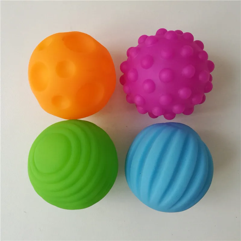 Детские мягкие резиновые мячи для массажа рук, звучащие текстурированные тактильные сенсорные мячи для снятия стресса, игрушки для детей