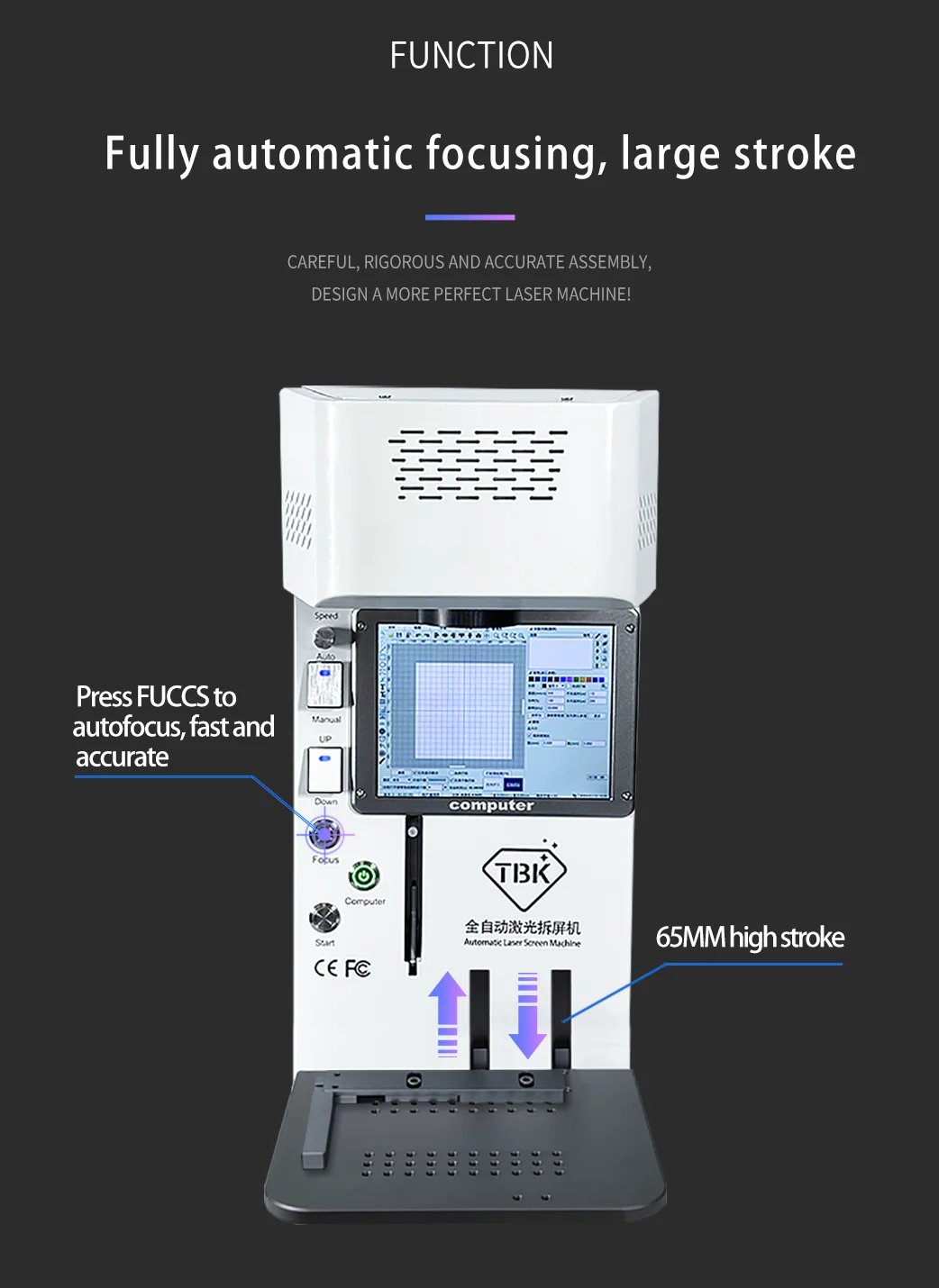 TBK-958A 958B Automatic LCD back glass Laser separate Machine for iphone 8- 11pro max for DIY Engraving and LOGO marking Machine
