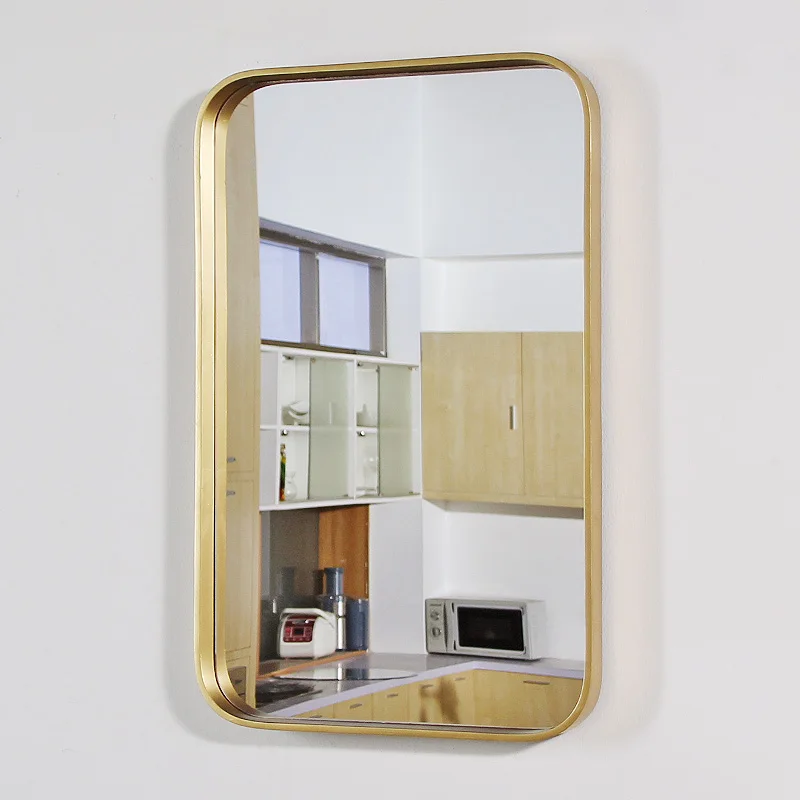 

Nordic ins Bathroom Golden Makeup Mirror Home Small Apartment Decorative Mirror Bathroom Wall-mounted Mirror