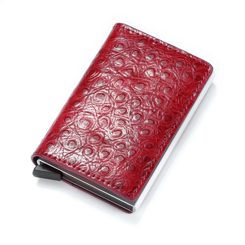 BYCOBECY Smart Credit Card Case Multifunctional Business Card Holder High Quality Pop Up Wallet Mini Fashion Solid Purse - Цвет: Red ZF004