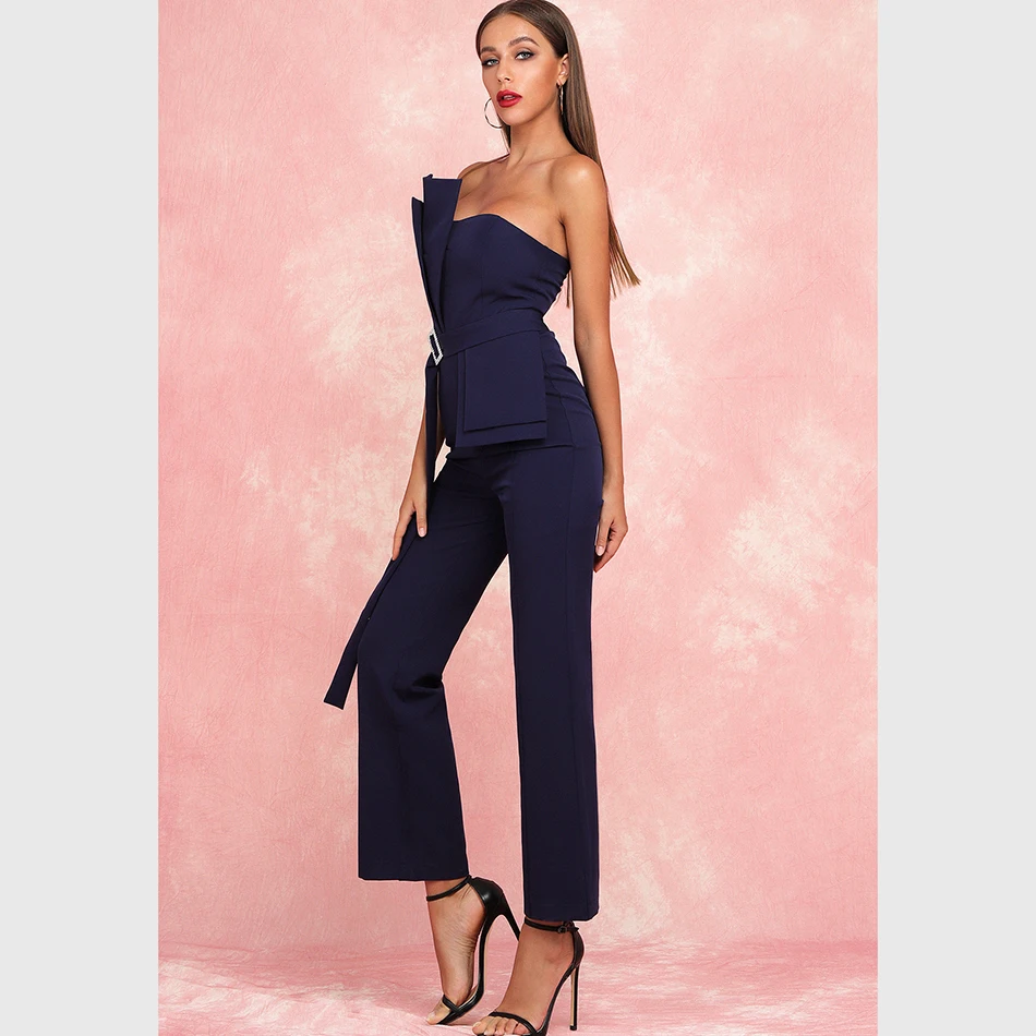 Повседневный Комбинезон летний обернутый грудь Bodycon стрейч повязки бандаж комбинезон высокого качества Bule Plait женские комбинезоны