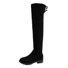 Stivali alti alla coscia piatti sottili piattaforma donna sottile suola spessa stivali sopra il ginocchio scarpe da donna stivali lunghi invernali neri donna 2021