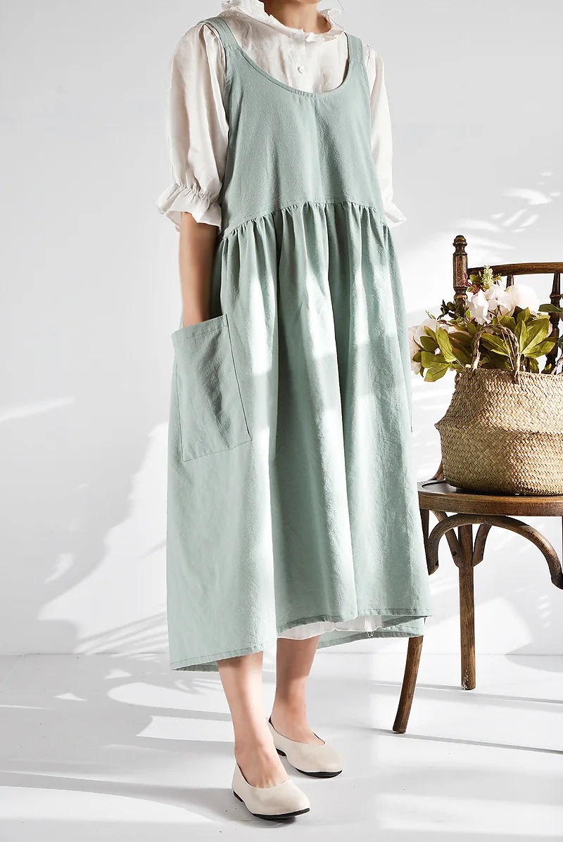 1PC Kitchen Cooking Vintage Apron Women Cotton Linen Bib Apron Dress Cafe Kitchen Cooking Florist Vintage Apron