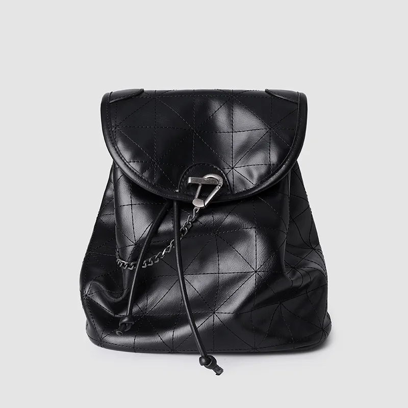 

2020 New Women's Bag Black Flap Soft Backpack Fashion Rhombus Large Capacity Bag Student's Backpack Shoulder Bag