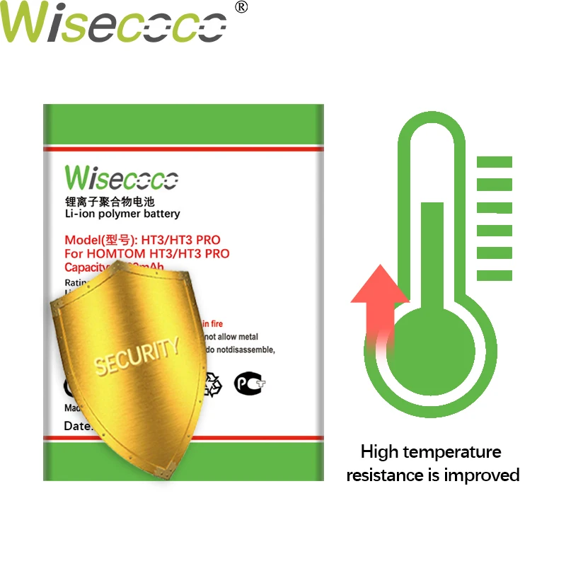 WISECOCO 5 шт. 4100 мАч батарея для HOMTOM HT3 HT 3 Pro Телефон новейшее производство высокое качество батарея+ номер отслеживания