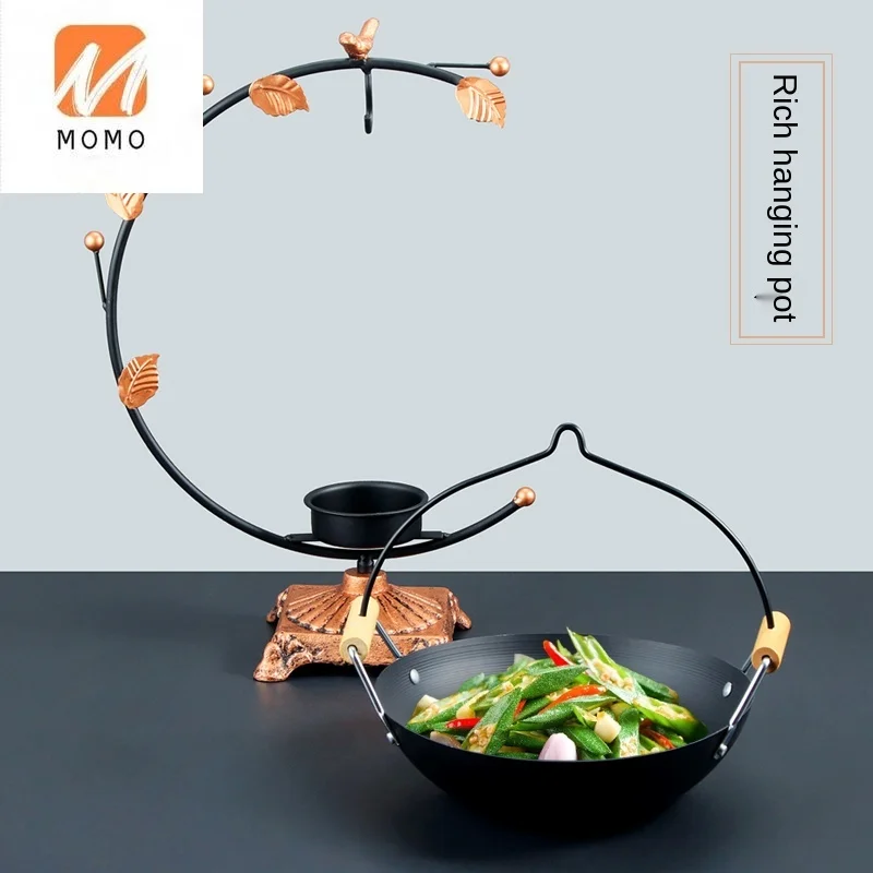 Creative Tableware Special Dish Iron Stewed Pot Set Restaurant Hotel Hanging Pot Commercial Solid Alcohol Heating Furnace