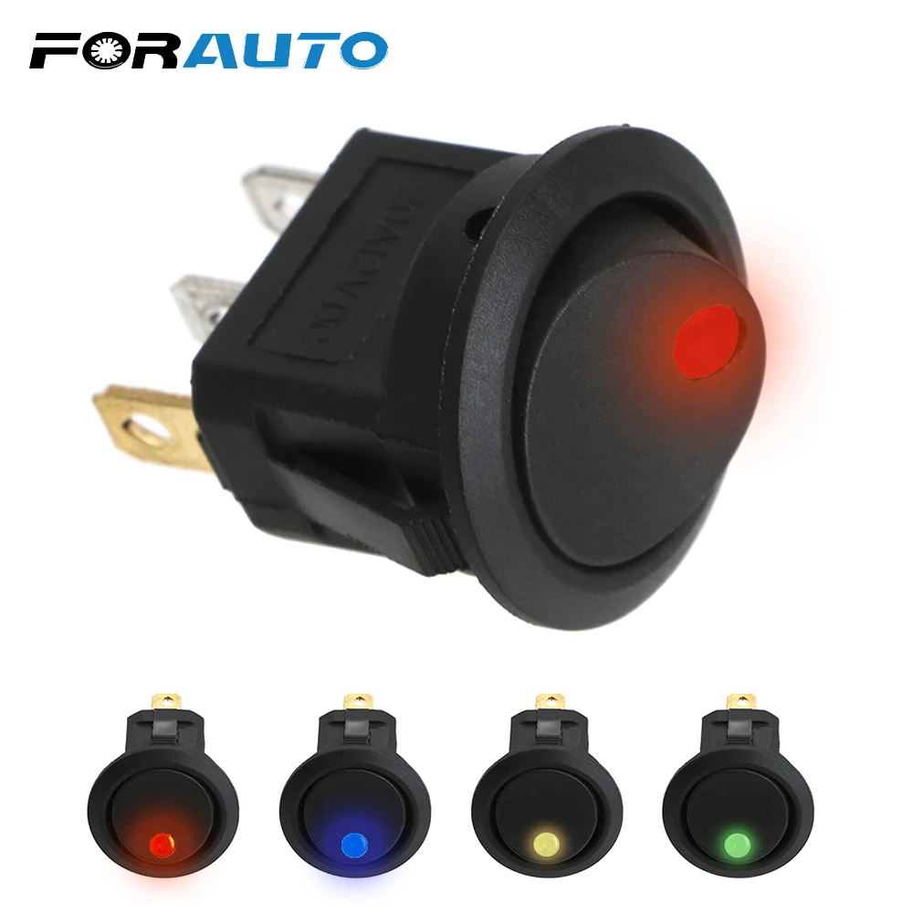 

FORAUTO 16A 12V LED Dot Light Switch Car Boat Round Rocker ON/OFF SPST Switch Waterproof Universal Interior Parts