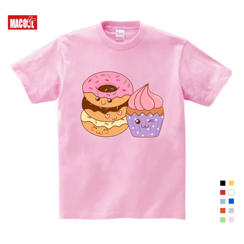 Kids Hoodies Sweatshirts Cartoon Doughnut Pals Print Hoodies for Boy Girls Clothing Black Funny Hoodies Clothes 2T-8T Sweet Pail - Цвет: T-shirt1