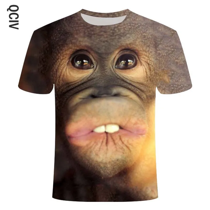 Fashion all-match men's animal T-shirt monkey lion pig 3D printing fun short sleeve O-neck summer clothing |