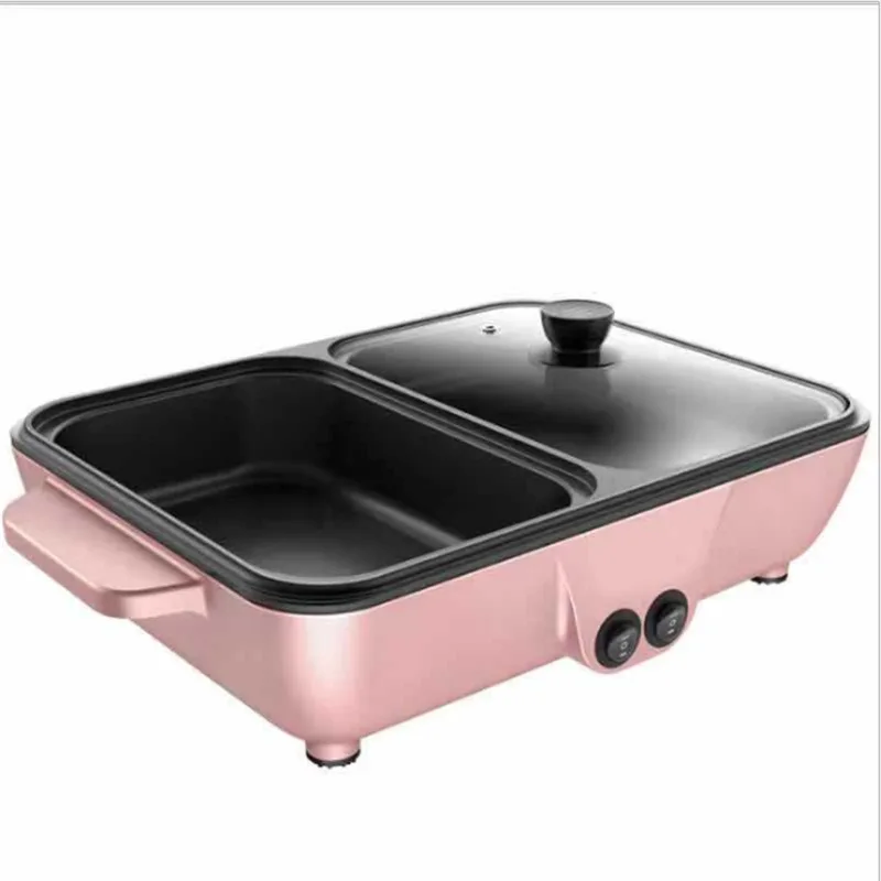 

Household & Travel 2 In 1 Non-stick Cooking Frying Pan Dual Use Electric Bbq Grill with Hot Pot Cooking Pot Pots for Cooking
