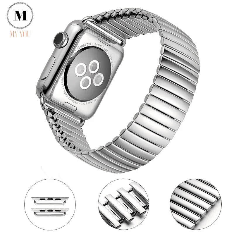 

Elastic strap for Apple Watch band 38/40/42/44mm correa iwatch Series 5 4 3 2 1 Stainless Steel Bracelet Accessories Band Strap