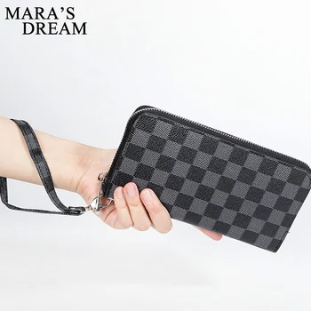 

Plaid Men's Wallet of PU Leather Clutch Bag Fashion Long Wallet female Fashion Large Capacity Mobile Phone Bag HandBag for Women