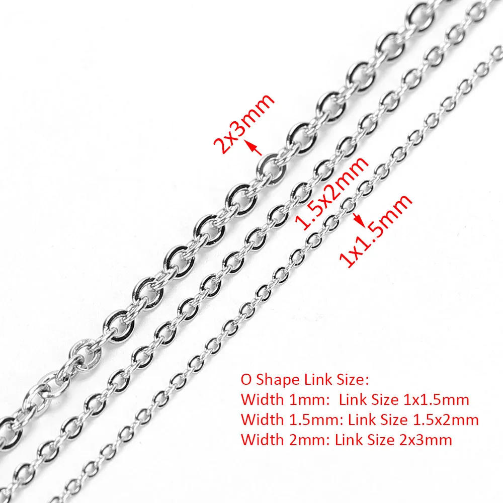 Kein Verblassen, 10 Meter Edelstahl-Kettenrolle, Goldkette, O-förmige Kreuzketten für Armbänder, Halsketten, DIY-Schmuckherstellung, 1/1,5/2 mm – Detail 16