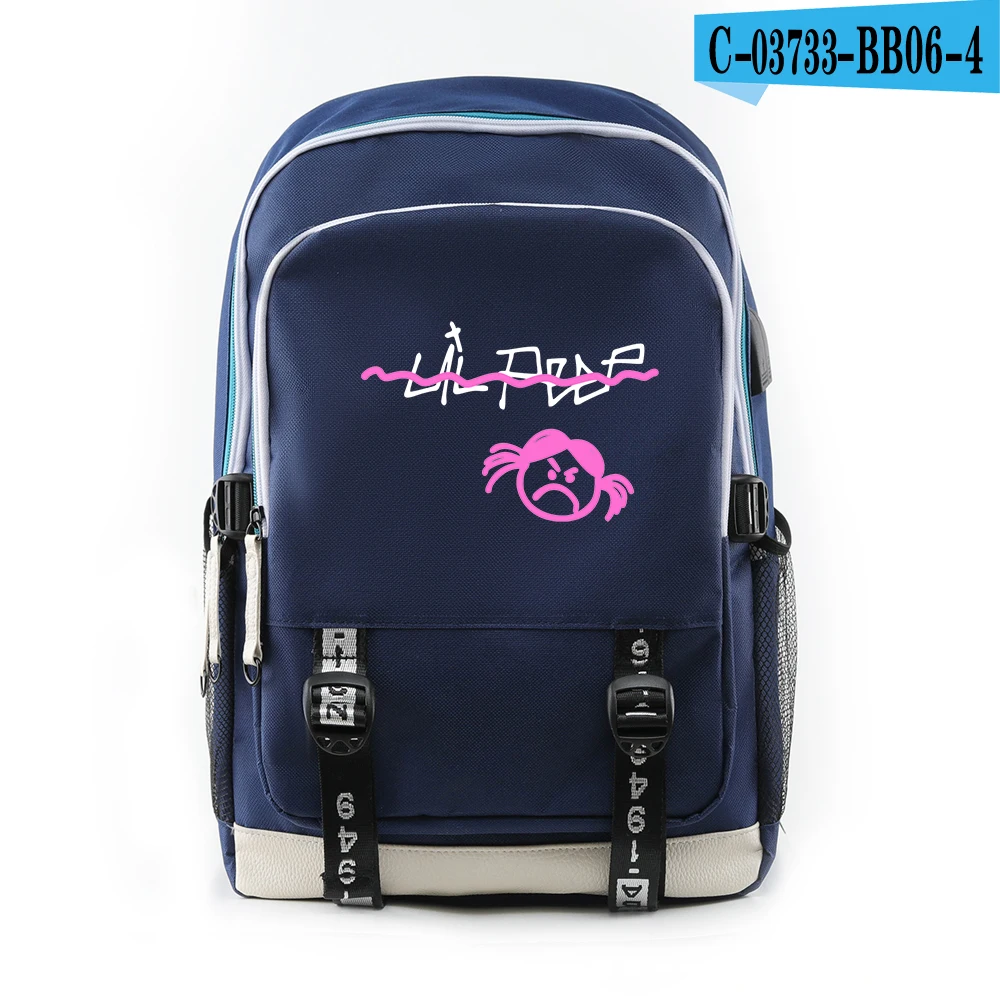 Новая мода Rap Lil открытый рюкзак Usb Перезаряжаемый школьный женский рюкзак на плечо дорожная сумка с принтом в стиле хип-хоп сумка для девочек-подростков - Цвет: 17