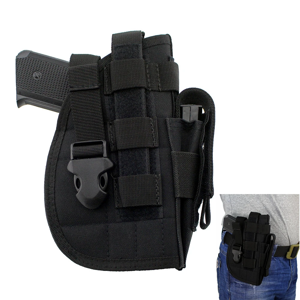 

Nylon Tactical Advanced Holster Right Hand Gun Belt Holster Portable Combat Quick Pull Gun Case Black CS Gear Pistol Bag