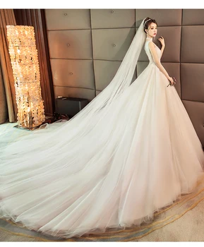 

Sexy Appliques Lace Princess Ball Gown Wedding Dress Deep V Neck Sleeveless Vestido De Noiva Princesa Luxury Bridal Dresses