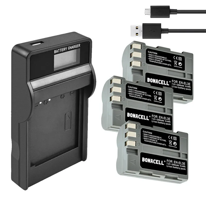 Bonadget EN-EL3e RU EL3a ENEL3e Камера Батарея Замена для Nikon D300S D300 D100 D200 D700 D70S D80 D90 D50 Камера Батарея