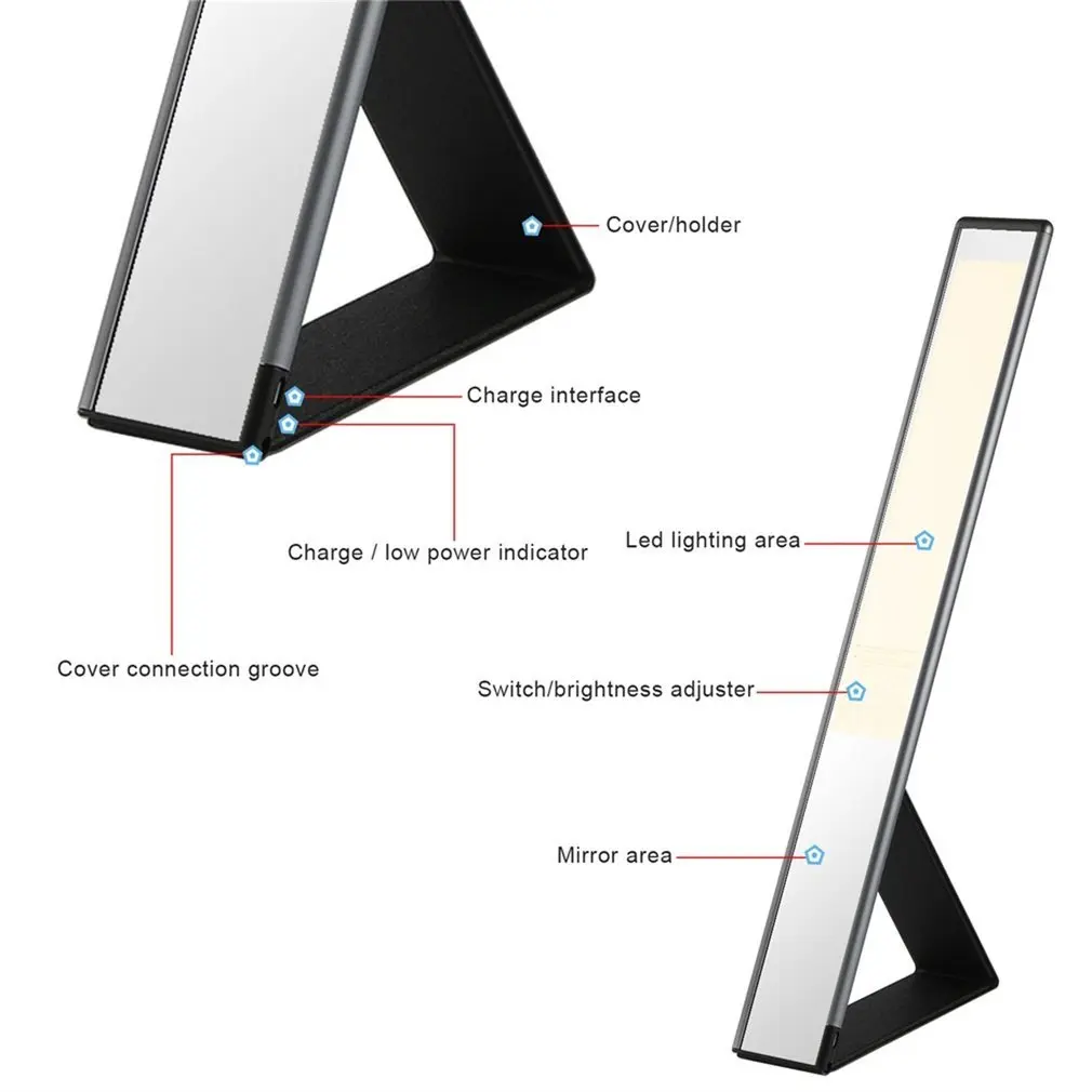 ICOCO 0.05-2.85W Touch Eye Light Eye Protective Light Desk Light Folding Night Light Reading Lamp Ultra-Thin X1 Portable Black
