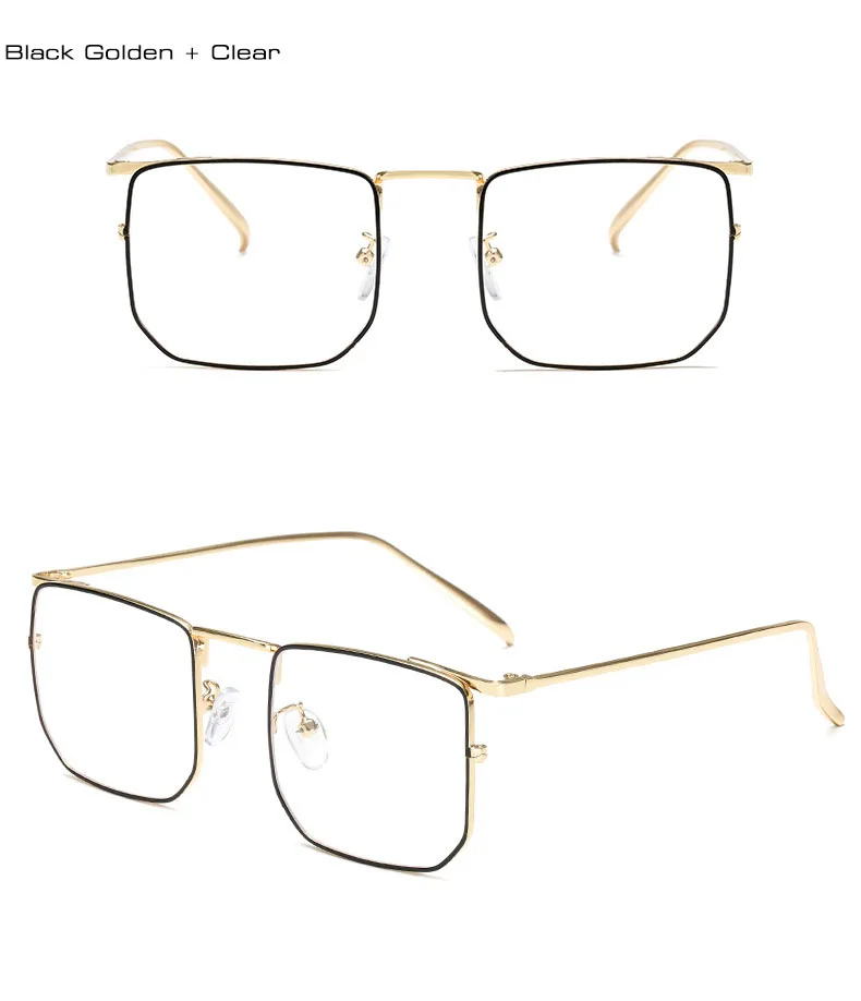 SO&EI Retro Classic Square Men Women Glasses Frame Fashion Metal Frame Clear Lens Optical Prescription Myopia Eyeglasses Frames