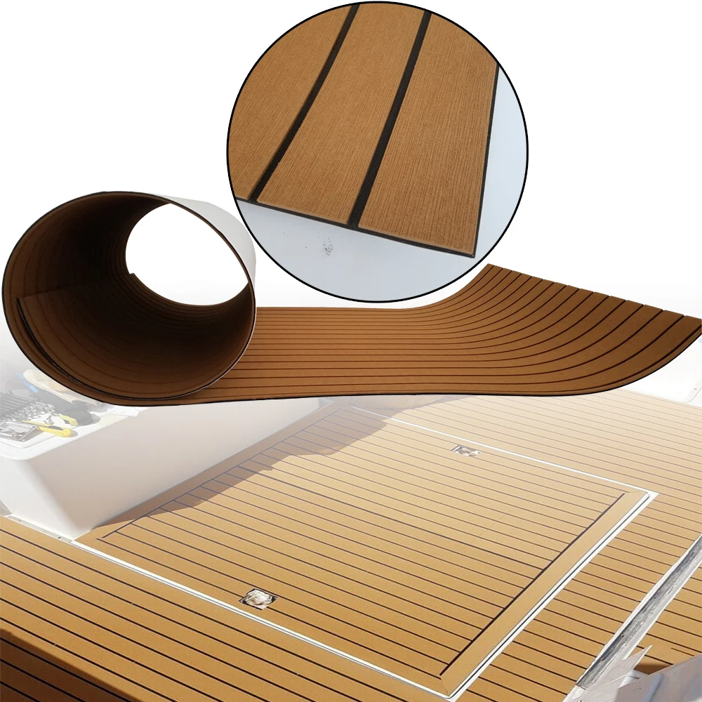 EVA Foam Faux Teak Decking Sheet Light Brown Yacht Marine Carpet Flooring Mat Non Skid Self Adhesive Sea Deck Boat Accessories self adhesive pvc flooring planks 2 51 m² 2 mm dark brown