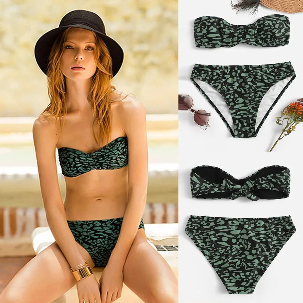green print bikini