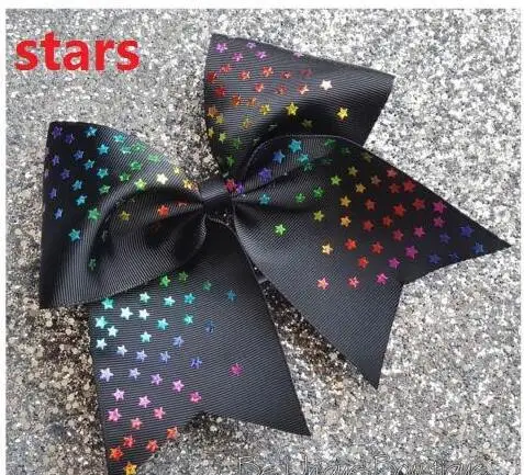 

HOT 8 inch Rainbow Foil Mermaid Cheer Bow Cheerleading Dance Hair Bow with rubber band Hair accessories